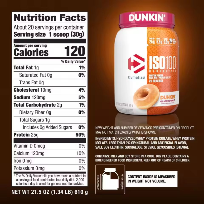 ISO100 Hydrolyzed Whey Isolate Protein Powder H1